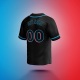 Customized Black Black Blue Baseball Jersey